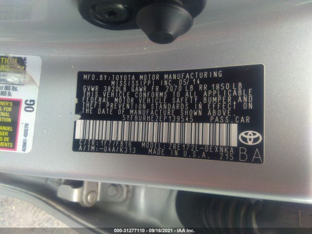 Photo 8 VIN: 5YFBURHE2EP139545 - TOYOTA COROLLA 