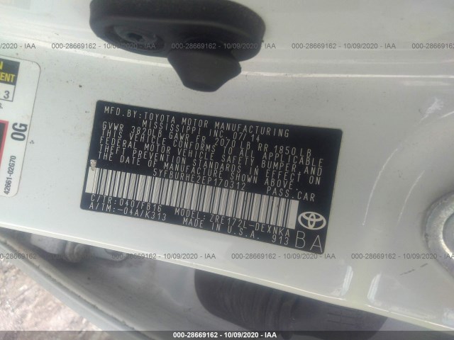 Photo 8 VIN: 5YFBURHE2EP170312 - TOYOTA COROLLA 