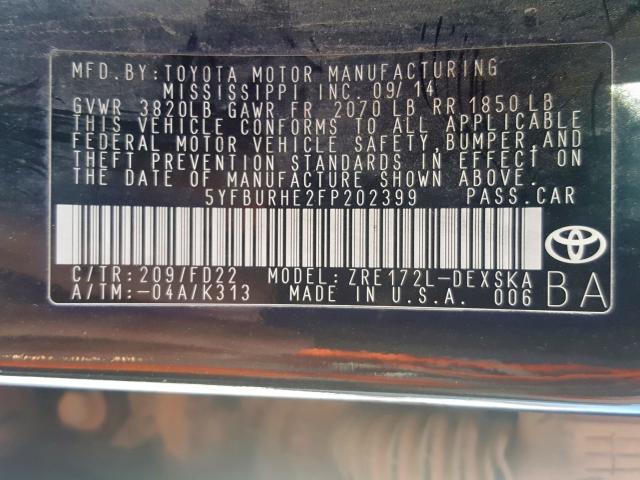 Photo 9 VIN: 5YFBURHE2FP202399 - TOYOTA COROLLA S 