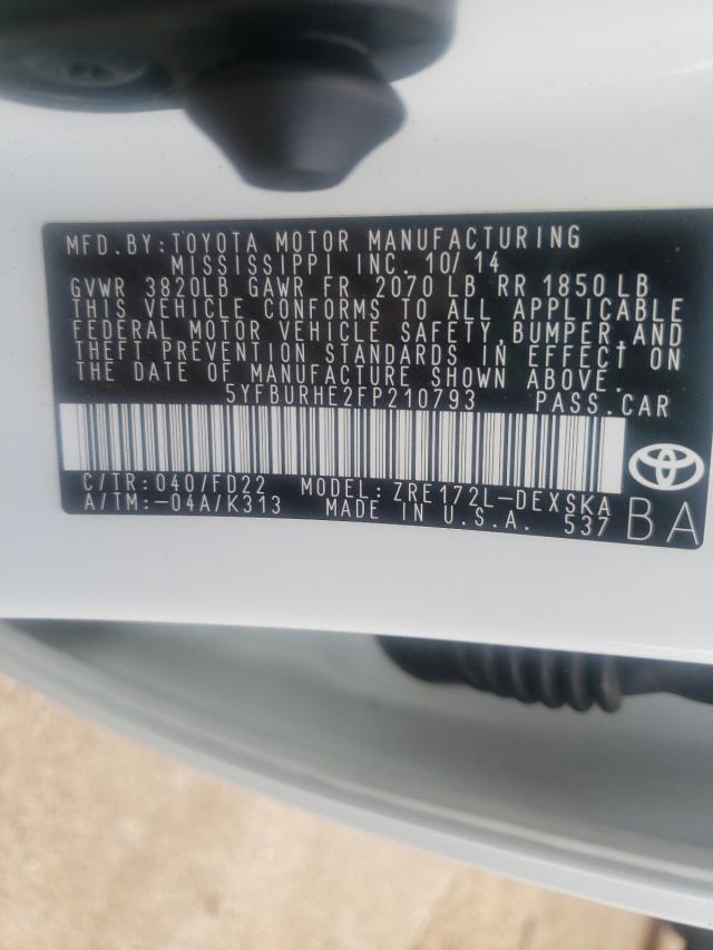 Photo 9 VIN: 5YFBURHE2FP210793 - TOYOTA COROLLA L 