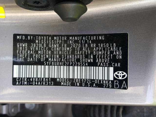 Photo 9 VIN: 5YFBURHE2FP229554 - TOYOTA COROLLA L 