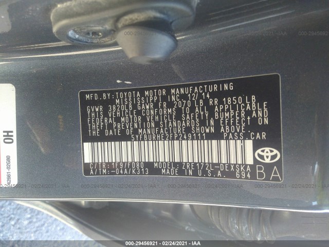 Photo 8 VIN: 5YFBURHE2FP249111 - TOYOTA COROLLA 