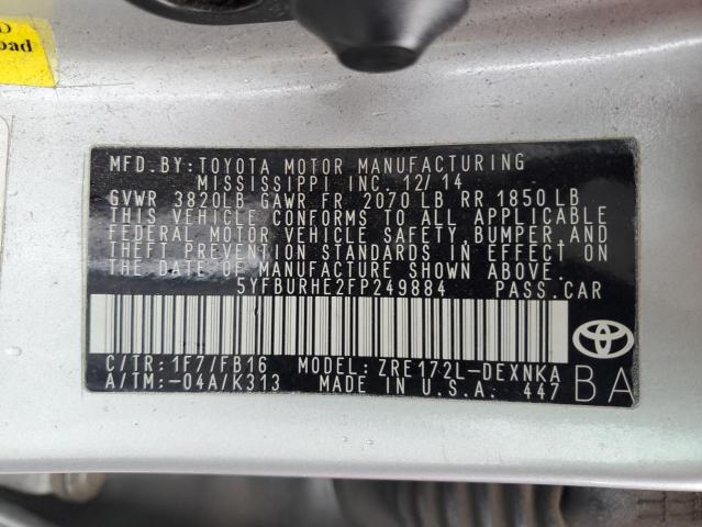 Photo 12 VIN: 5YFBURHE2FP249884 - TOYOTA COROLLA L 