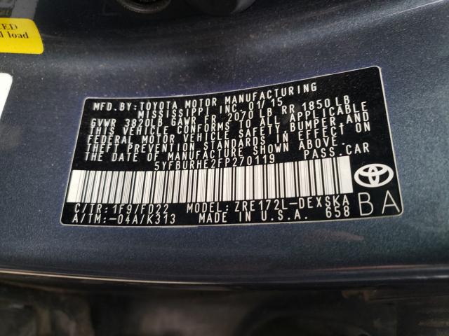 Photo 9 VIN: 5YFBURHE2FP270119 - TOYOTA COROLLA L 