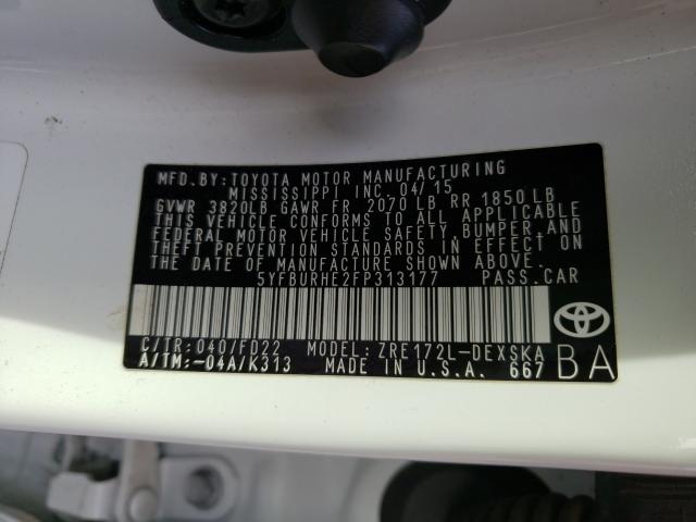 Photo 9 VIN: 5YFBURHE2FP313177 - TOYOTA COROLLA L 