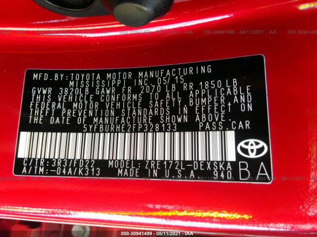 Photo 8 VIN: 5YFBURHE2FP328133 - TOYOTA COROLLA 