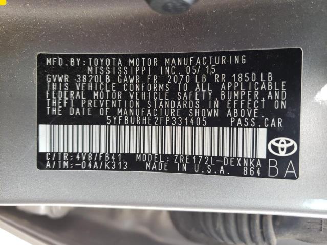 Photo 12 VIN: 5YFBURHE2FP331405 - TOYOTA COROLLA L 