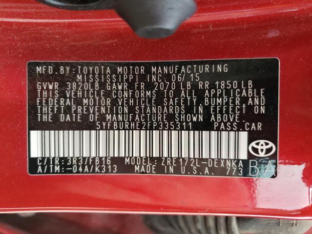 Photo 11 VIN: 5YFBURHE2FP335311 - TOYOTA COROLLA L 