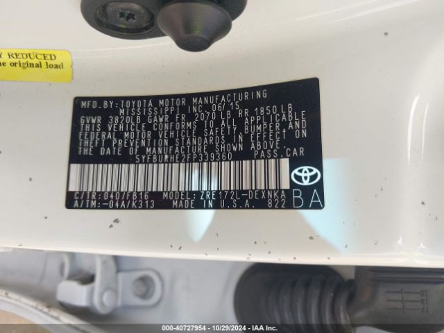 Photo 8 VIN: 5YFBURHE2FP339360 - TOYOTA COROLLA 