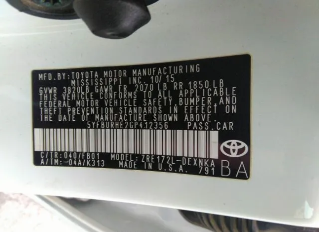 Photo 8 VIN: 5YFBURHE2GP412356 - TOYOTA COROLLA 