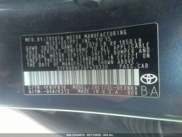 Photo 8 VIN: 5YFBURHE2GP420330 - TOYOTA COROLLA 