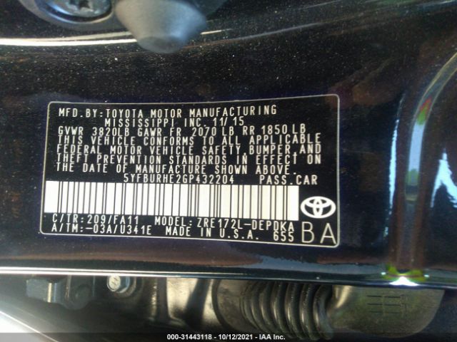 Photo 8 VIN: 5YFBURHE2GP432204 - TOYOTA COROLLA 