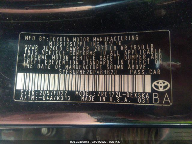 Photo 8 VIN: 5YFBURHE2GP461623 - TOYOTA COROLLA 