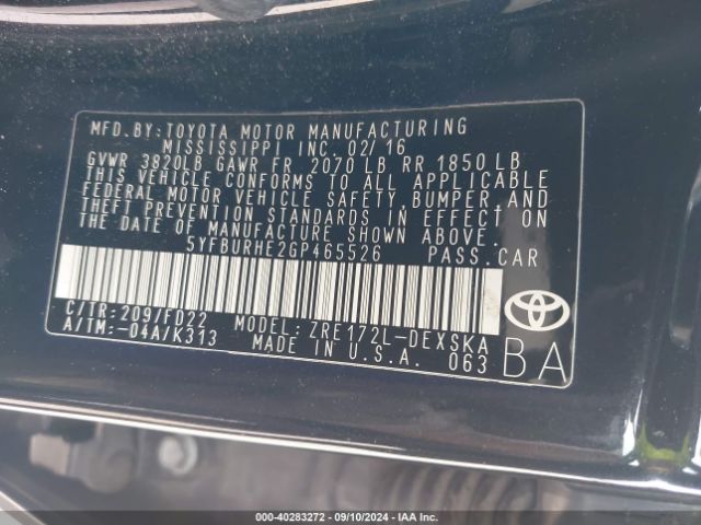 Photo 8 VIN: 5YFBURHE2GP465526 - TOYOTA COROLLA 