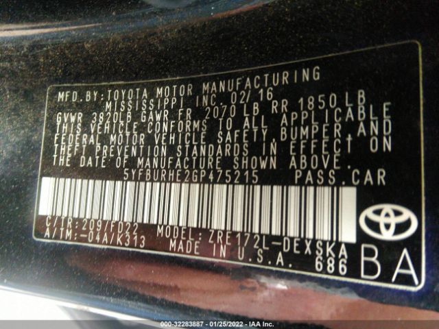 Photo 8 VIN: 5YFBURHE2GP475215 - TOYOTA COROLLA 