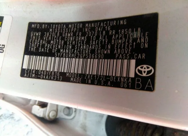 Photo 8 VIN: 5YFBURHE2GP506690 - TOYOTA COROLLA 