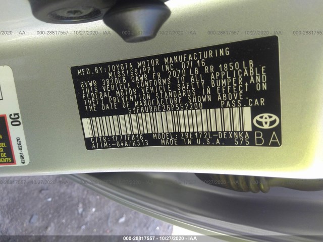 Photo 8 VIN: 5YFBURHE2GP552200 - TOYOTA COROLLA 