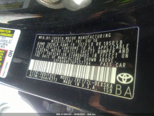 Photo 8 VIN: 5YFBURHE2GP557784 - TOYOTA COROLLA 