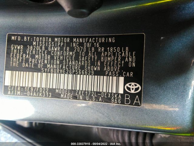 Photo 8 VIN: 5YFBURHE2GP566629 - TOYOTA COROLLA 