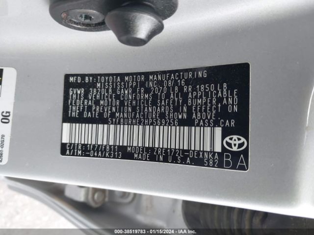 Photo 8 VIN: 5YFBURHE2HP569256 - TOYOTA COROLLA 