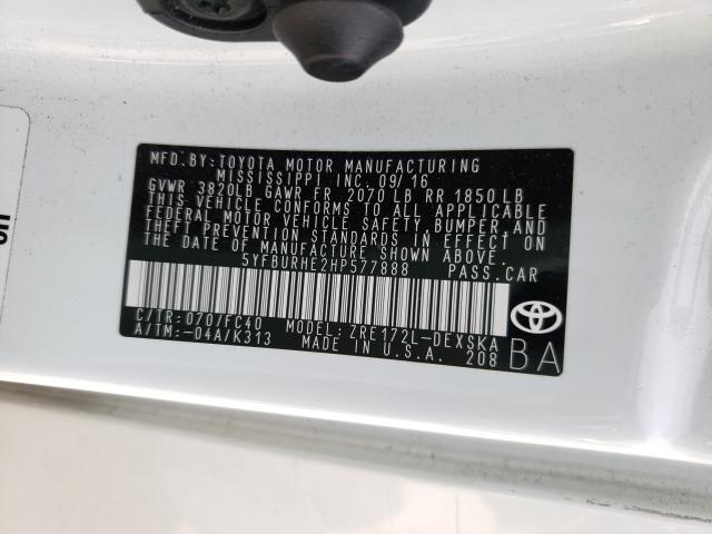 Photo 9 VIN: 5YFBURHE2HP577888 - TOYOTA COROLLA L 