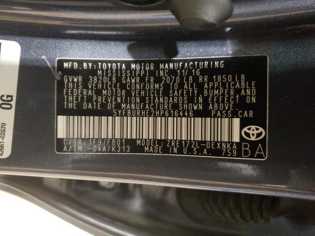 Photo 11 VIN: 5YFBURHE2HP616446 - TOYOTA COROLLA L 