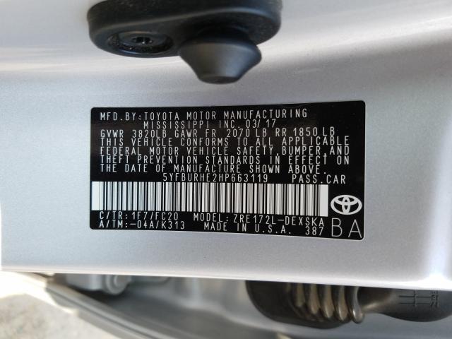 Photo 9 VIN: 5YFBURHE2HP663119 - TOYOTA COROLLA L 