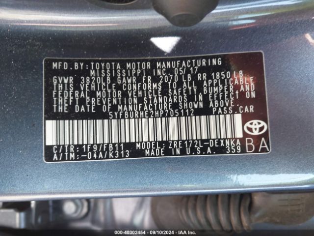 Photo 8 VIN: 5YFBURHE2HP705112 - TOYOTA COROLLA 