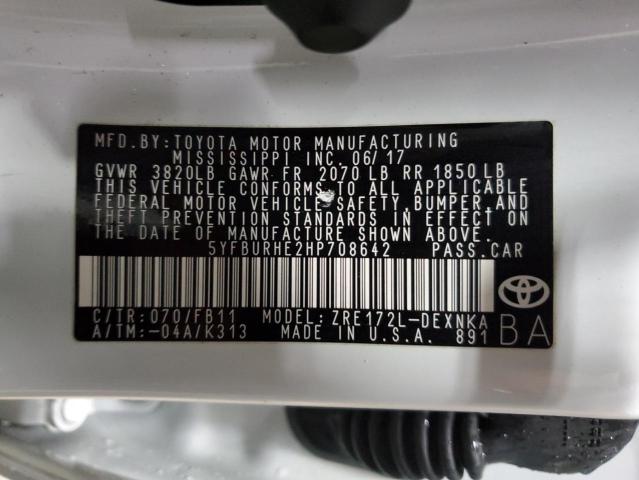 Photo 11 VIN: 5YFBURHE2HP708642 - TOYOTA COROLLA L 