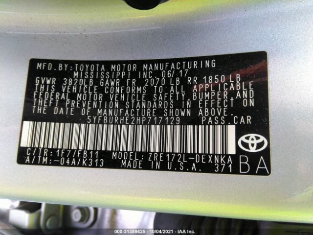 Photo 8 VIN: 5YFBURHE2HP717129 - TOYOTA COROLLA 