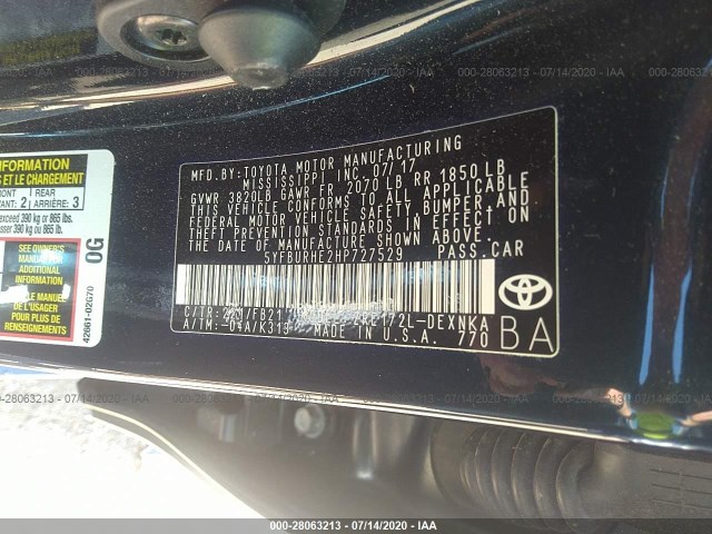 Photo 8 VIN: 5YFBURHE2HP727529 - TOYOTA COROLLA 