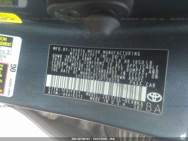 Photo 8 VIN: 5YFBURHE2JP739329 - TOYOTA COROLLA 