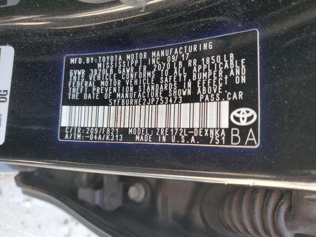 Photo 12 VIN: 5YFBURHE2JP753473 - TOYOTA COROLLA L 