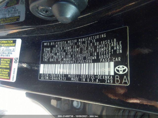 Photo 8 VIN: 5YFBURHE2JP802896 - TOYOTA COROLLA 