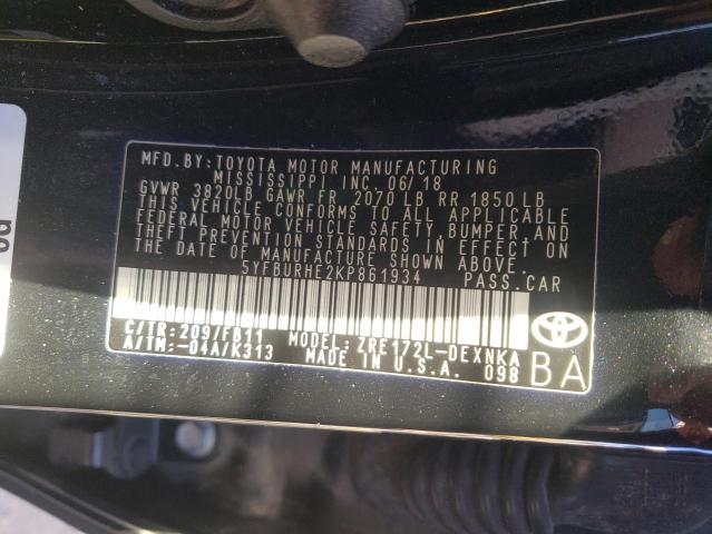 Photo 9 VIN: 5YFBURHE2KP861934 - TOYOTA COROLLA L 