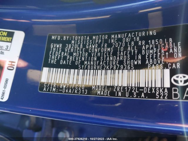 Photo 8 VIN: 5YFBURHE2KP879365 - TOYOTA COROLLA 