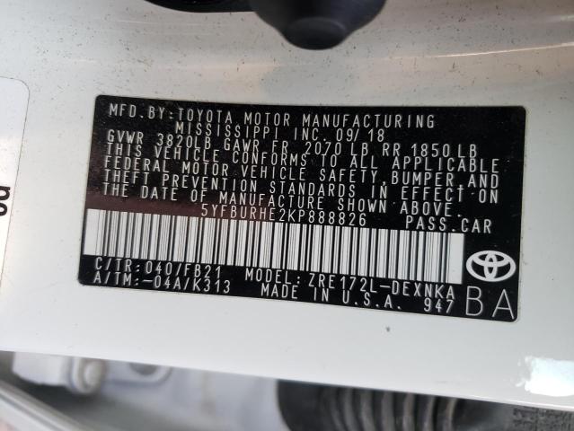 Photo 9 VIN: 5YFBURHE2KP888826 - TOYOTA COROLLA L 