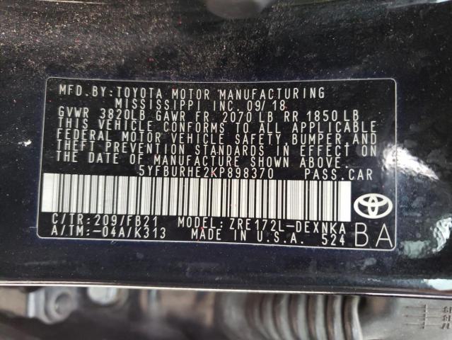 Photo 12 VIN: 5YFBURHE2KP898370 - TOYOTA COROLLA L 