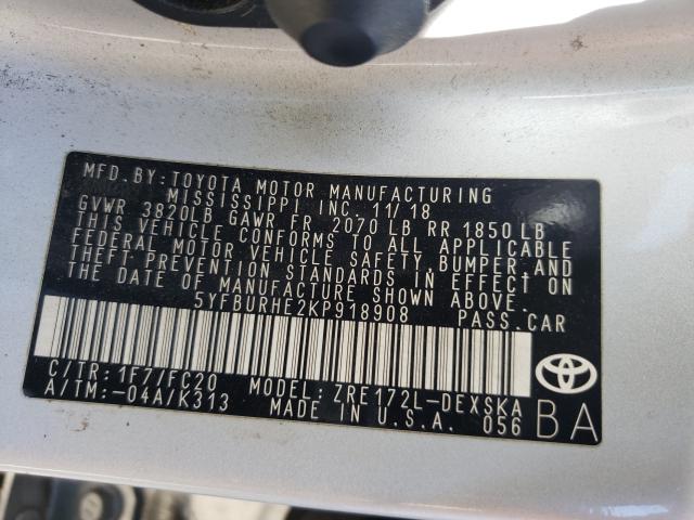 Photo 9 VIN: 5YFBURHE2KP918908 - TOYOTA COROLLA 