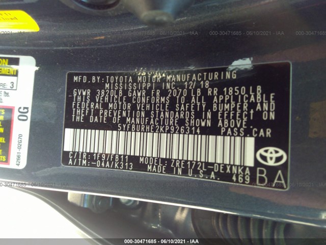 Photo 8 VIN: 5YFBURHE2KP926314 - TOYOTA COROLLA 