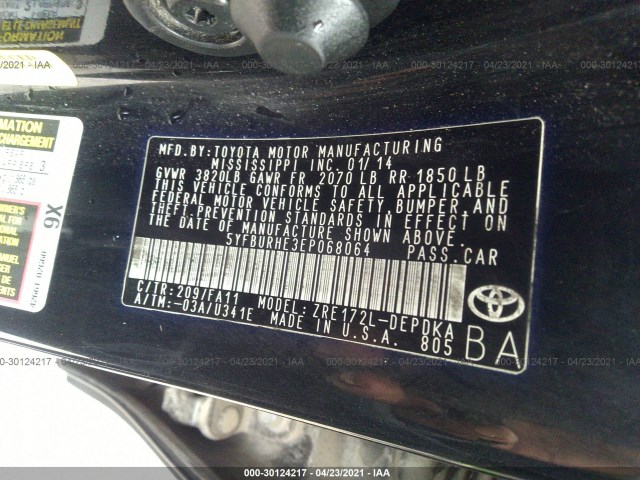 Photo 8 VIN: 5YFBURHE3EP068064 - TOYOTA COROLLA 