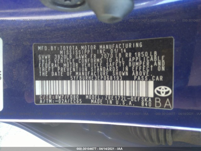 Photo 8 VIN: 5YFBURHE3EP068193 - TOYOTA COROLLA 