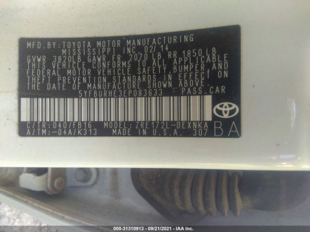 Photo 8 VIN: 5YFBURHE3EP083633 - TOYOTA COROLLA 