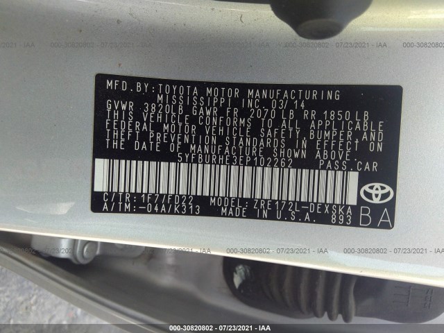 Photo 8 VIN: 5YFBURHE3EP102262 - TOYOTA COROLLA 