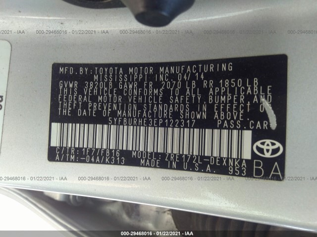 Photo 8 VIN: 5YFBURHE3EP122317 - TOYOTA COROLLA 