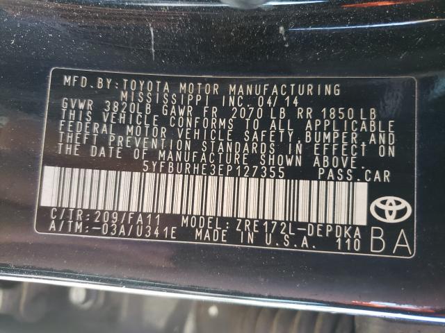 Photo 9 VIN: 5YFBURHE3EP127355 - TOYOTA COROLLA L 