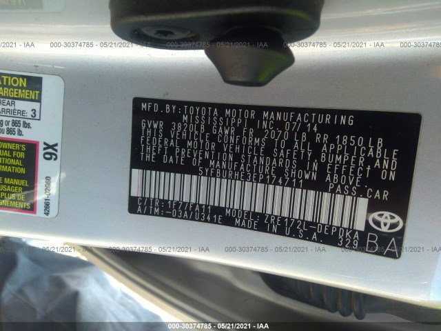 Photo 8 VIN: 5YFBURHE3EP174711 - TOYOTA COROLLA 