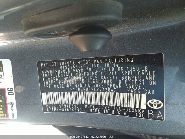 Photo 8 VIN: 5YFBURHE3FP213847 - TOYOTA COROLLA 