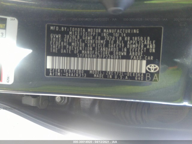 Photo 8 VIN: 5YFBURHE3FP226081 - TOYOTA COROLLA 