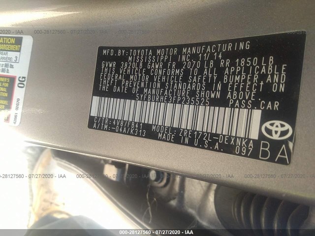 Photo 8 VIN: 5YFBURHE3FP235525 - TOYOTA COROLLA 